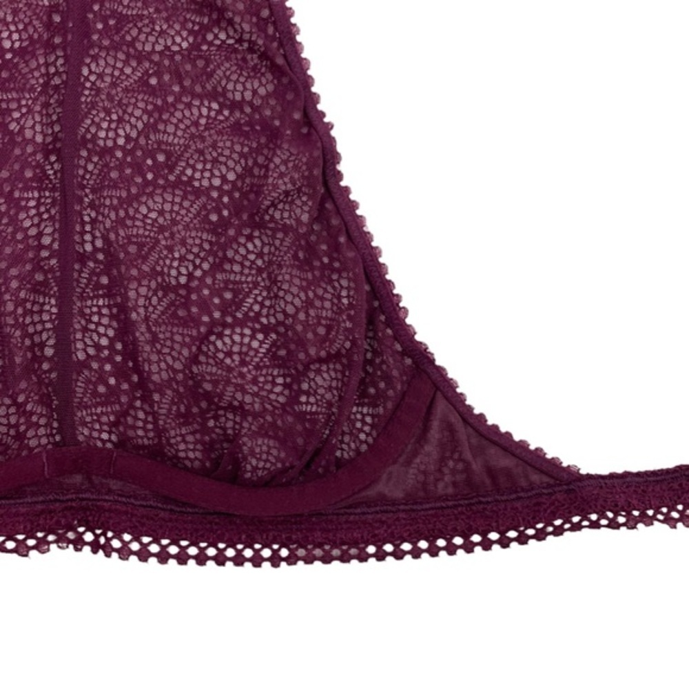 Victoria’s Secret Lace High Neck Bra Bralette Maroon Size XS - Picture 7 of 11